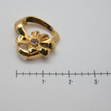 Vintage Gold‑Tone Heart & Bow Brooch – Purple Stone Center – 1.5" x 1.5" – .7 oz