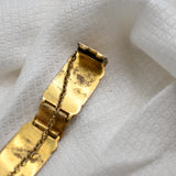 Vintage Gold & Black Damascene Link Bracelet – Ornate Geometric Design – 8" × .5