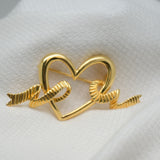 Vintage Gold‑Tone Ribbon‑Wrapped Heart Brooch – 2.25" x 1.5" – .3 oz
