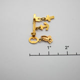 Vintage Gold‑Tone Key Brooch with Cross, Anchor & Praying Hands Charms – 1.5" ×
