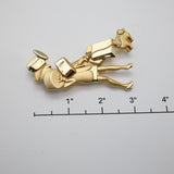 Vintage Gold‑Tone Shopper & Dog Brooch – 2.75"