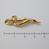 Gold‑Tone Abstract Brooch – Rhinestone Accent – 3.25" x 1.25" – .3 oz –