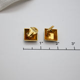 Vintage Gold‑Tone Square Clip‑On Earrings – Ornate Bird Motif