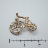 Vintage Gold‑Tone Bicycle Brooch – Rhinestone Wheel Accents – 1.75" x 1.25"