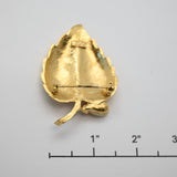 Avon Vintage Gold‑Tone Leaf Brooch w/ Pearl Drop – 2"