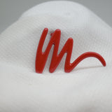 Vintage Red Enamel Abstract Brooch – Modern Wavy Design – 2.5" x 1.75" – .5 oz