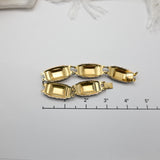 Vintage Gold‑Tone Ornate Link Bracelet – Rectangular Sunburst Panels – 6.5" × .5