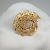 Vintage Gold‑Tone Swirl Brooch – Textured & Smooth Spiral Design – 2.25" – .8 oz