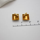 Vintage Gold‑Tone Square Clip‑On Earrings – Ornate Bird Motif