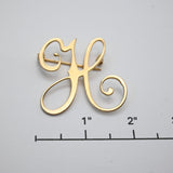 Vintage Gold‑Tone Script “H” Brooch – 1.75"