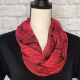 Red/Black "Pen and Ink" Infinity Scarf