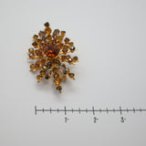 Vintage Gold‑Tone Starburst Brooch – Amber & Brown Stones – 2.25" x 1.5" – .4 oz