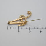 Gold‑Tone Script Initial “A” Brooch – Rhinestone Accent – 2" x 1" – .2 oz