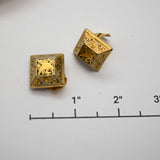 Vintage Gold‑Tone Square Clip‑On Earrings – Ornate Bird Motif