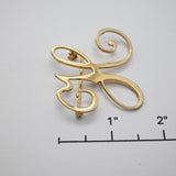 Vintage Gold‑Tone Script “H” Brooch – 1.75"