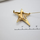 Vintage Gold‑Tone Enamel Star Brooch – 2.5"