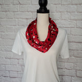 Red Polka Dot Charmeuse Infinity Scarf