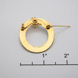 Vintage Gold‑Tone Circle Brooch w/ Pearl Accent – 1.25"