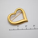 Vintage Gold‑Tone Open Heart Brooch – 2"