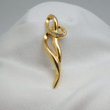 Gold‑Tone Abstract Brooch – Rhinestone Accent – 3.25" x 1.25" – .3 oz –