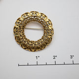 Vintage Gold‑Tone Open Filigree Circle Brooch – 2"
