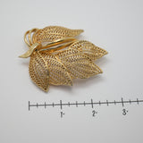 Vintage Gold‑Tone Filigree Leaf Brooch – Layered Openwork Design – 2.5" x 2" – .