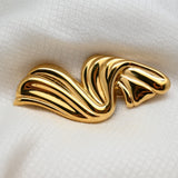 Vintage Gold‑Tone Abstract Sculptural Brooch – 3"