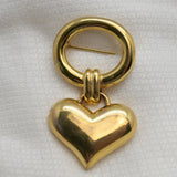 Vintage Gold‑Tone Heart Drop Brooch – Hinged Dangle Design