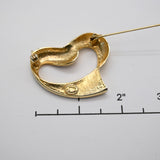 Vintage Gold‑Tone Sculpted Heart Brooch – 1.75"