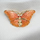 Vintage Gold‑Tone Enamel Butterfly Brooch – 2.25"