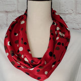 Red Polka Dot Charmeuse Infinity Scarf
