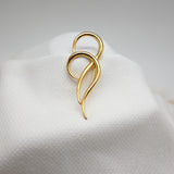 Vintage Gold‑Tone Abstract Double Loop Brooch – 3"
