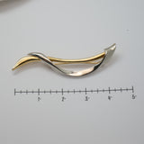 Vintage Mixed‑Metal Abstract Brooch – Gold & Silver Wave Design