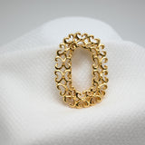 Vintage Gold‑Tone Openwork Oval Brooch – 2"