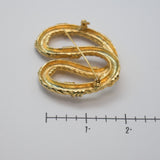 Vintage Gold‑Tone Double Oval Brooch – Rope‑Textured Interlocking Design
