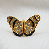 Vintage Gold‑Tone Butterfly Tie Tack w/ Rhinestones – 1"