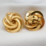 Vintage Gold‑Tone Interlocking Knot Clip‑On Earrings – 1"