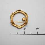 Vintage Gold‑Tone Open Circle Brooch with Black Stone Accent – 1" – .2 oz