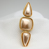 Vintage Gold‑Tone Triple Pearl Brooch – 3"