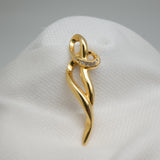 Gold‑Tone Abstract Brooch – Rhinestone Accent – 3.25" x 1.25" – .3 oz –