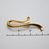 Vintage Gold‑Tone Abstract Curve Brooch w/ Dangling Crystal – 2.5"