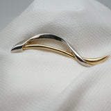 Vintage Mixed‑Metal Abstract Brooch – Gold & Silver Wave Design