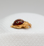 Vintage Gold‑Tone Red Enamel Ladybug Brooch – .75"