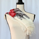 Vibrant floral scarf 27" x 66" with fringe