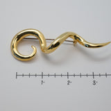 Modern Gold‑Tone Swirl Brooch – Sculptural Design – New – 3.5" x 1.25" – .5 oz