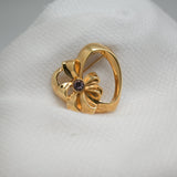 Vintage Gold‑Tone Heart & Bow Brooch – Purple Stone Center – 1.5" x 1.5" – .7 oz