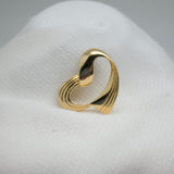 Vintage Gold‑Tone Heart Brooch – Sculpted Twist Design – 1.75" x 1.25" – .5 oz