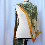 Brilliant green/gold 32" x 64" oblong scarf/wrap - 100% polyester