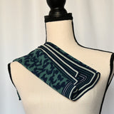34" Square Polyester Scarf with blue/green animal print and border