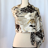 Vintage Ellen Tracy 100% Silk Satin Shawl 21" x 66"